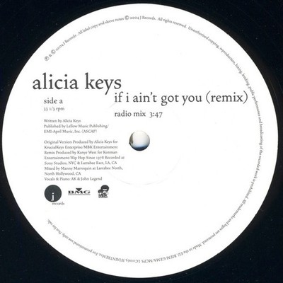Alicia Keys - If I Ain't Got You (Remix) (12'', Promo)