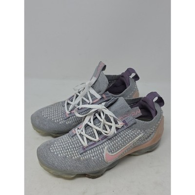 Nike Flyknit VaporMax Sneakers - Gray with Pink and Purple Size 4Y