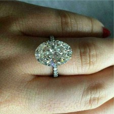 4Ct Oval Cut Lab-Created Diamond Solitaire Engagement Ring 14K White Gold Finish