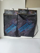 2x Black Panther Marvel Studios Wakanda Forever Black Drawstring Cinch Sack Bag 
