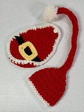 Long Santa Hat and Cuddle Cape Newborn Photo Prop Handmade Baby Adorable 