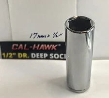 Cal-Hawk 17 mm x 1/2" Dr Deep Socket - 6 Pt -Free USA Shipping