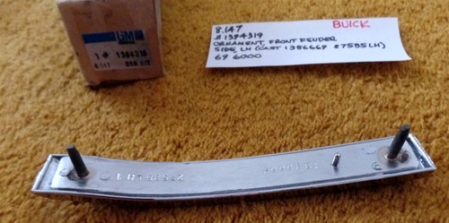 1969 Buick Wildcat LH Front Fender Side Ornament NOS 1394319 - Picture 6 of 9