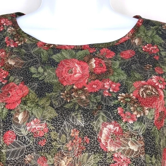 Blusa Vintage Años 80 Liquid Wet Look Estampado Floral Diseño Memphis Lauren Lee Grande Foto 2 de 4