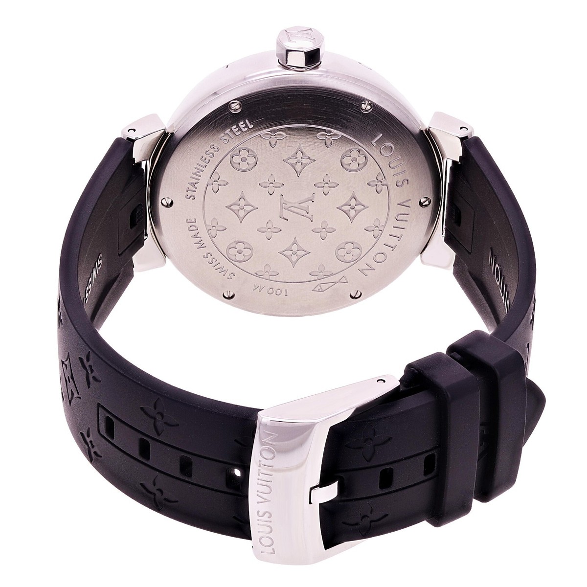 Louis Vuitton Ladies Tambour Q1311 Quartz Black Rubber Strap Wrist 