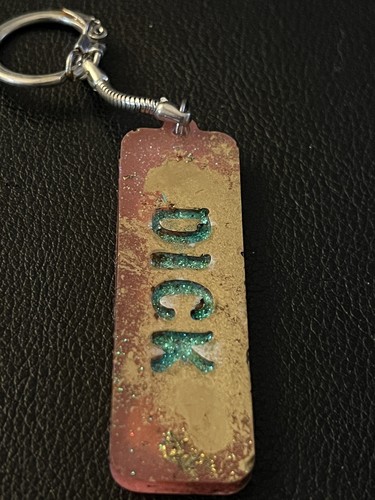 Handmade Resin Art Glow In The Dark Dirty Word Keychain Created By MDMArts - Picture 2 of 3
