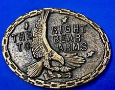 Second Amendment Gun Rights Patriotic American Eagle Bear Arms Belt Buckle