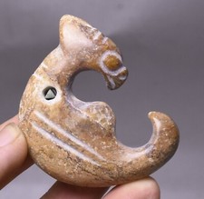 5CM Chinese Hongshan Culture Old Jade Carve Phoenix Phenix Animal Amulet Pendant