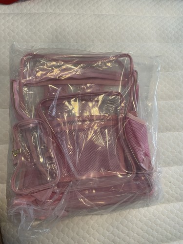 Clear Backpack Heavy Duty PVC Transparent Backpack Pink Color! - Picture 9 of 19