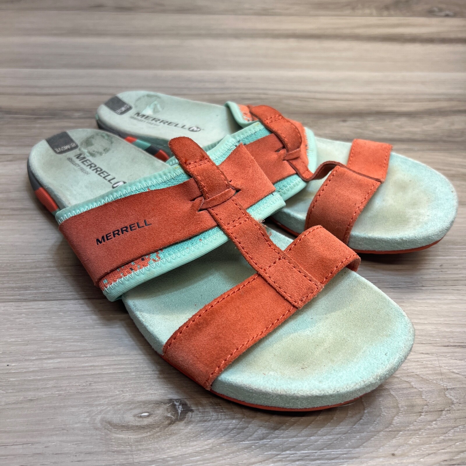 Merrell Sandals Womens 11 Slide Colorful Leather Round Open Toe Casual