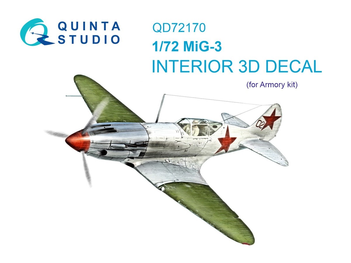 Quinta Studio QD72170 3D Interior Decal Set for MiG-3 (for Armory