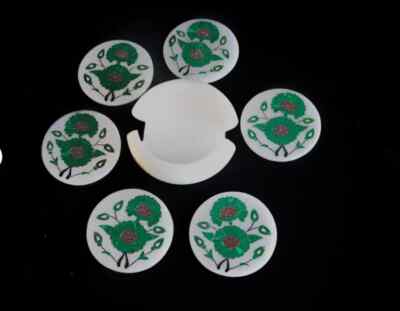Marvelous Marble Inlay Tea Coffee Coaster Set Kitchen table Decor k3