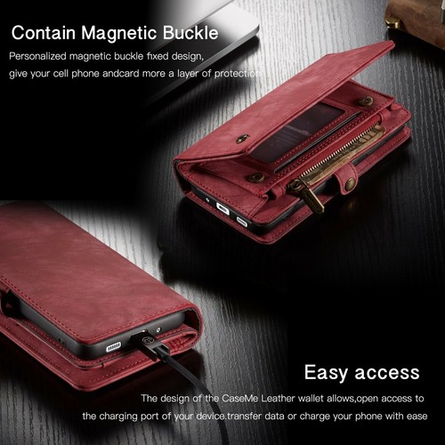 For Samsung S25 S24 S23 S22 S21 Zipper Wallet Detachable Leather Magnetic Case - Picture 46 of 46