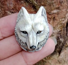 Wolf Carving Buffalo Bone Hand Painted Bali Jewelry Making Bead Pendant P34