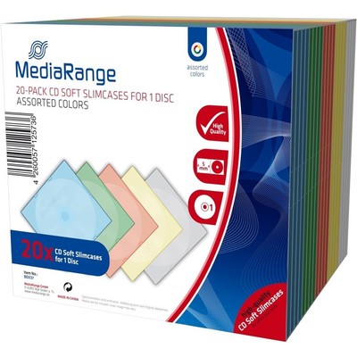 40 MediaRange Slim Case CD Hüllen bunt unzerbrechlich bruchsicher für DVD BD CD