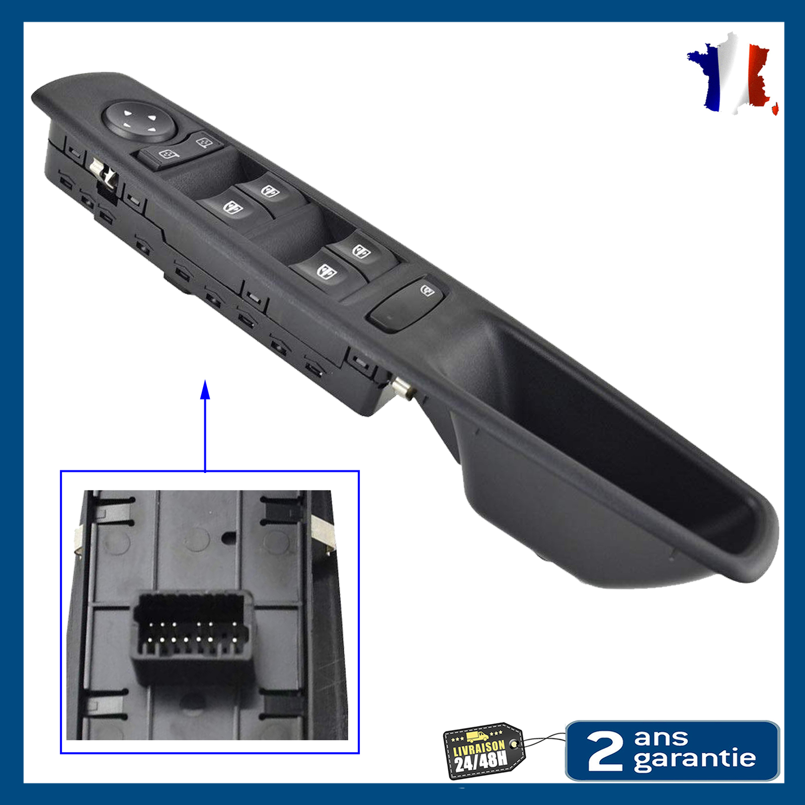Platine lève vitre avant gauche à impulsion automatique pour Scenic Megane III