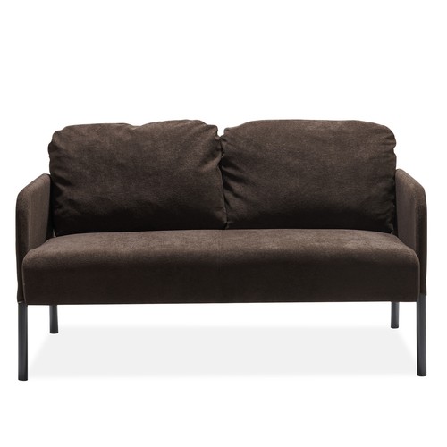 Brown 2 Seater Polyester Fabric Sofa, Modern Loveseat Sofa, Comfy Small Couches