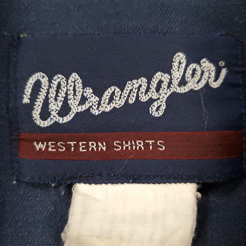 Vintage Wrangler Button Up Mens 2XL Brush Poper Spellout Embroidered Blue Green - Picture 10 of 14