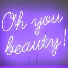 Oh You Beauty! Neon Sign Lamp Light Acrylic 19"x14" Nightlight With Dimmer VH