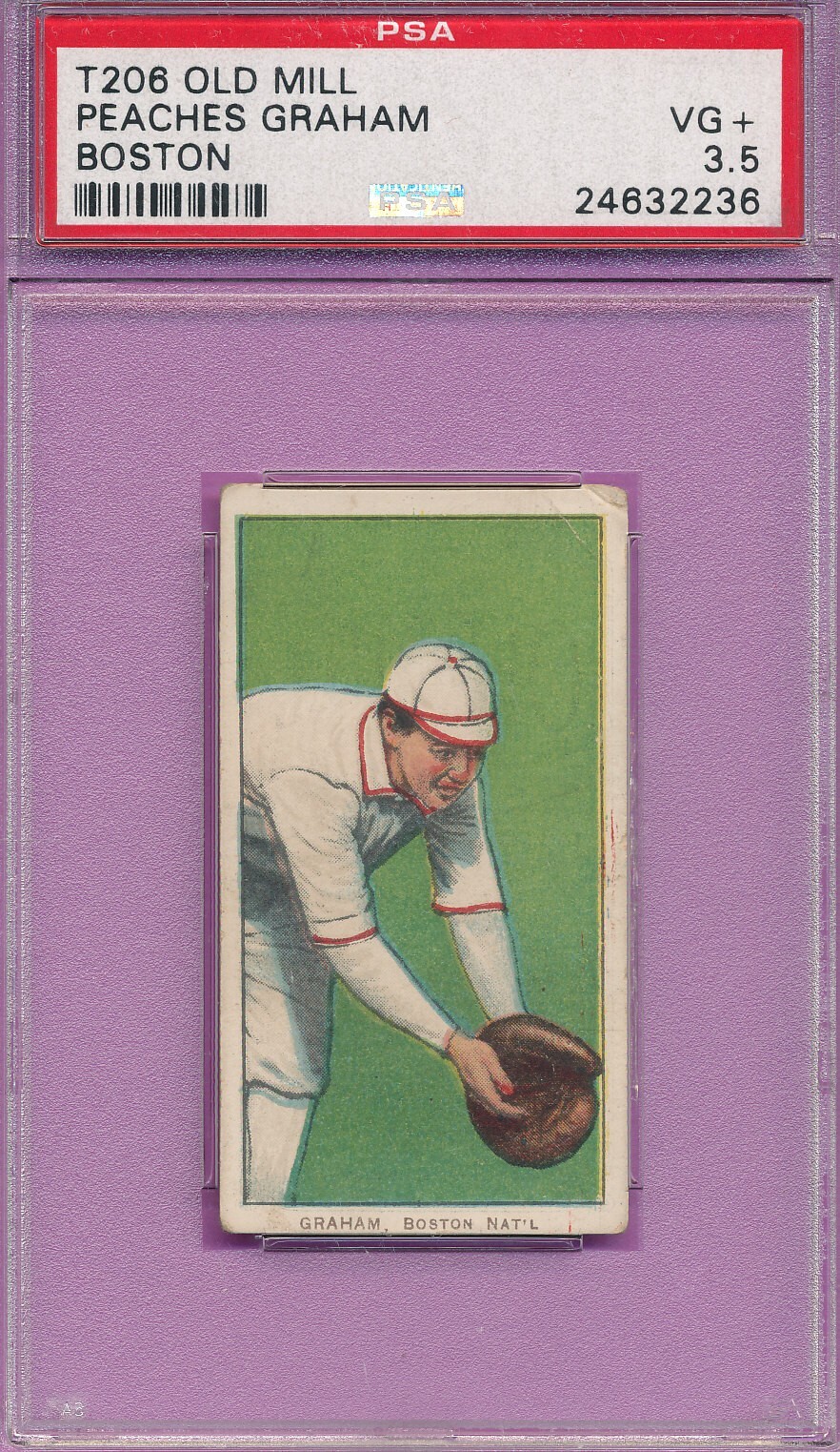 OLD MILL PSA 3.5 VG+ T206 PEACHES GRAHAM 1909-11 OM TOBACCO GRADED PREWAR *TPHLC