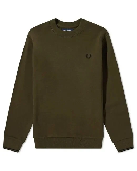 Fred Perry L88703 Mens Green Crew Neck Sweatshirt Size S