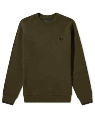 Fred Perry L86421 Mens Green Crew Neck Sweatshirt Size S