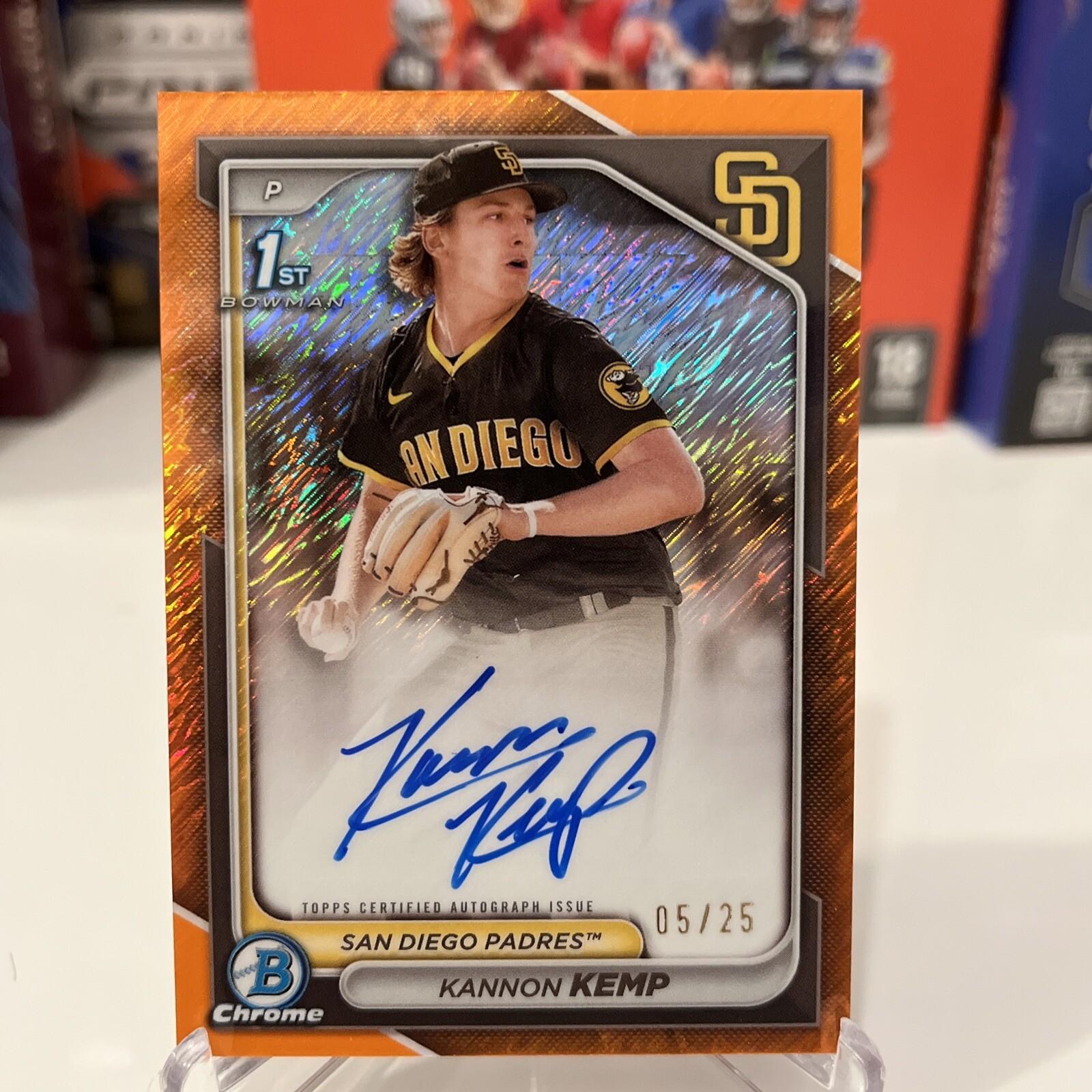 2024 Bowman Chrome Kannon Kemp 1st Bowman Orange Shimmer Refractor Auto /25 SSP