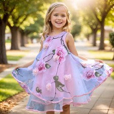1-6Y Big Bow Princess Dress: Elegant Kids Party Gown, Toddler Girl's Birthday Ou