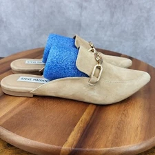 Steve Madden Mules Womens 6.5 M Tan Suede Pointed Toe Faraway Flat Shoes