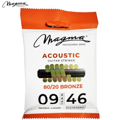 Most Lightweight String Magma GA100B80 80/20 Bronze Acoustic Guitar Strings 09-46 Ultra Light ...