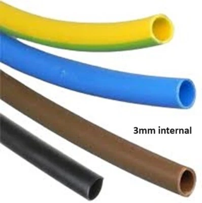 Electrical PVC Sleeving options Earth or Brown or Blue 3mm Tubing Wire Cable