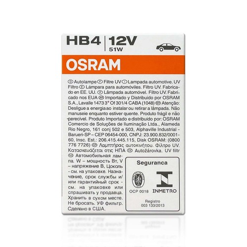 Osram Sylvania ORIGINAL OEM HB4 bombillas halógenas para faros 9006 12V 55W paquete de 10 - Imagen 8 de 9