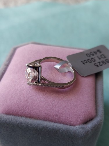 1CT ROUND CUT Moissanite SOLITAIRE ENGAGEMENT RING 14K WHITE GOLD Finish - 第 3/8 張圖片