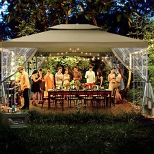 HOTEEL 10'x13' Outdoor Gazebo Tent with Mosquito Netting Heavy Duty Patio Canopy