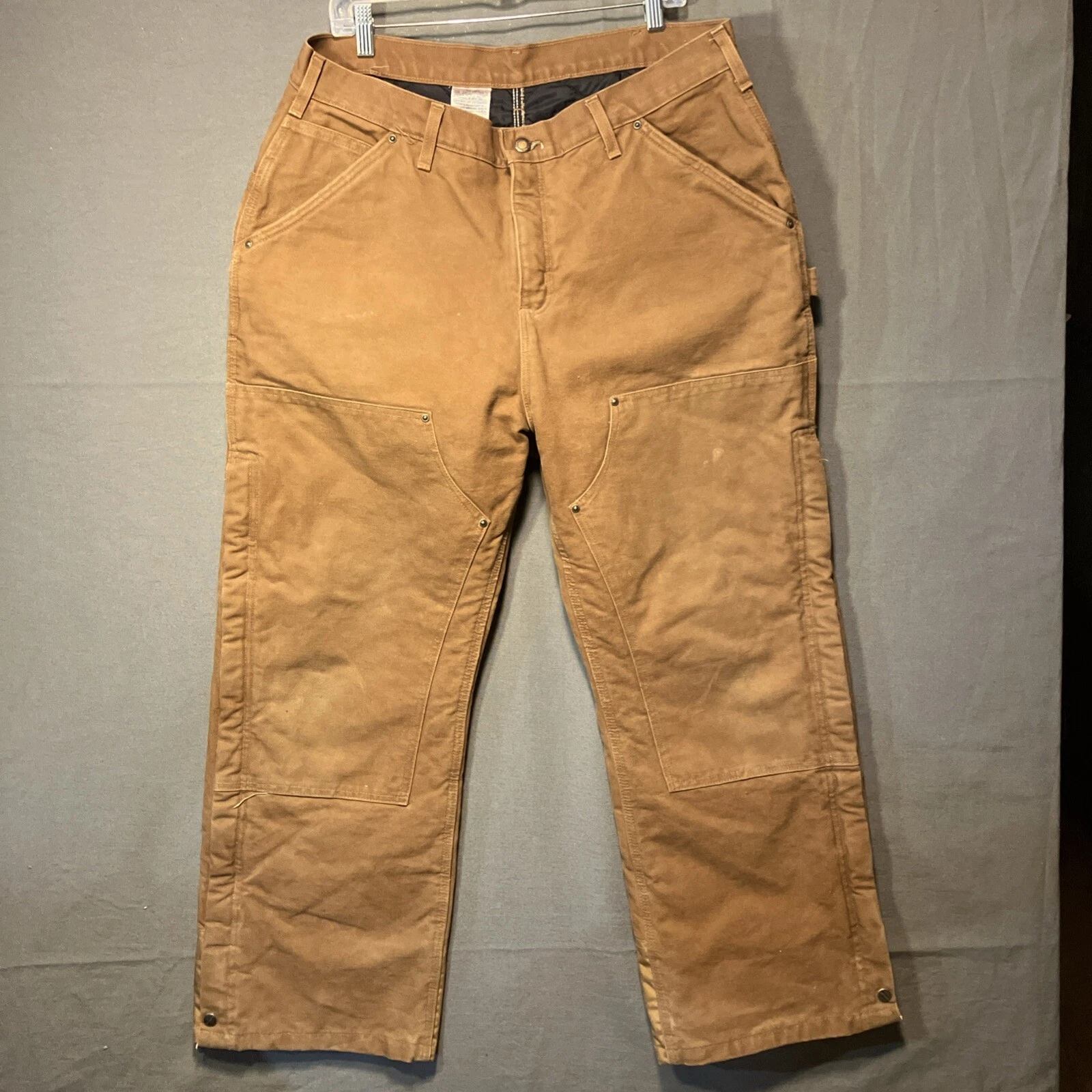 CARHARTT Pants Women Double Knee Quilt Lined Coveralls WB194 BRN 16X28 (36x28)