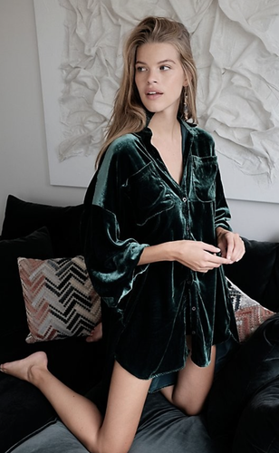 Free People Lux Velvet Shirt Dress Size 