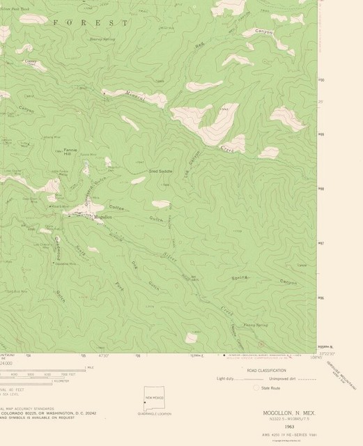 Topo Map Mogollon New Mexico Quad USGS 1963 23.00 x 28.24 eBay