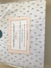 NIP Twin Bed Sheet Set White with Gray Floral Very Sweet Print