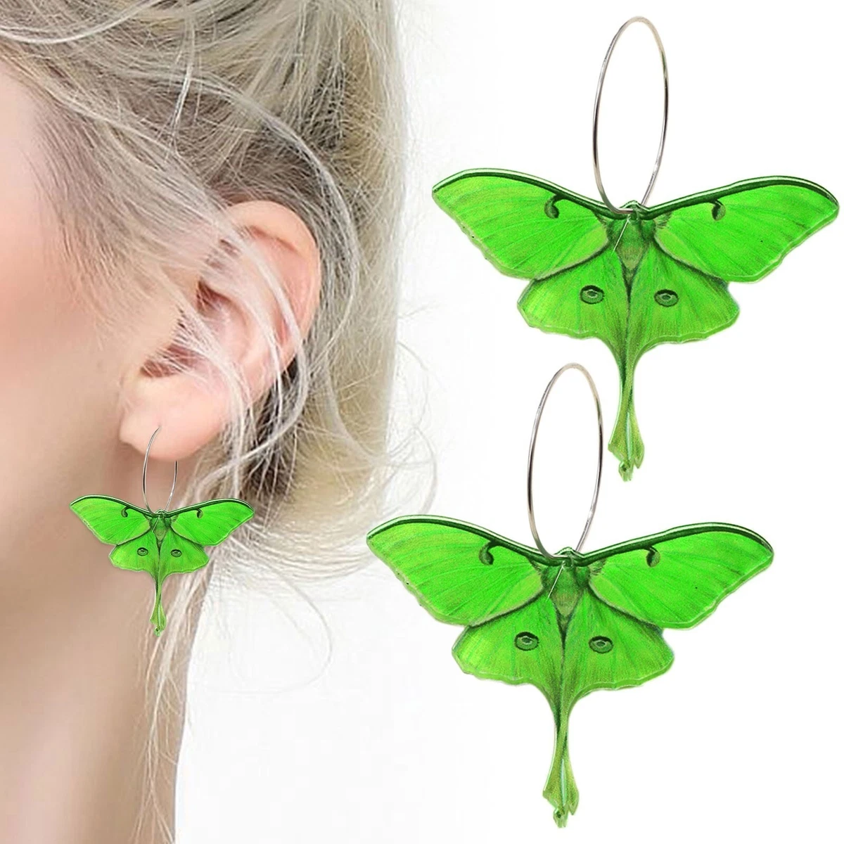Green butterfly earrings sale