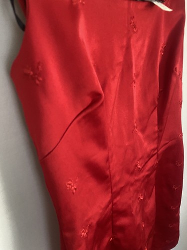 Vintage 90s Y2K All That Jazz Red Satin Dress Sz 7/8 Square Neck Cocktail - Picture 6 of 9