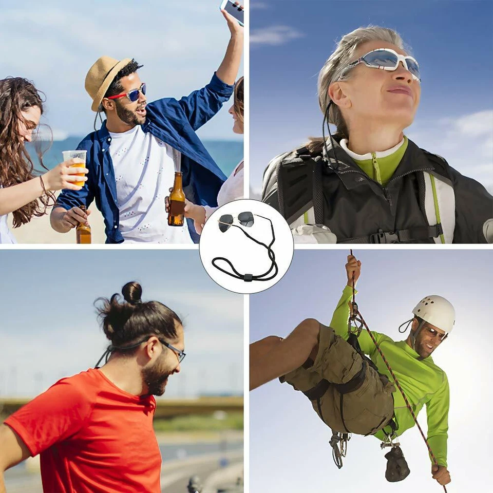 Lote de óculos de sol esportivo alça de pescoço óculos de leitura cordão de pescoço suporte - Imagem 2 de 4