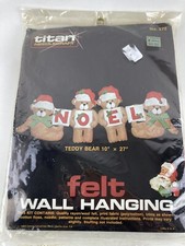 1983 Christmas Titan Needlecraft Felt Wall Hanging Kit - Teddy Bear 10" x 27"