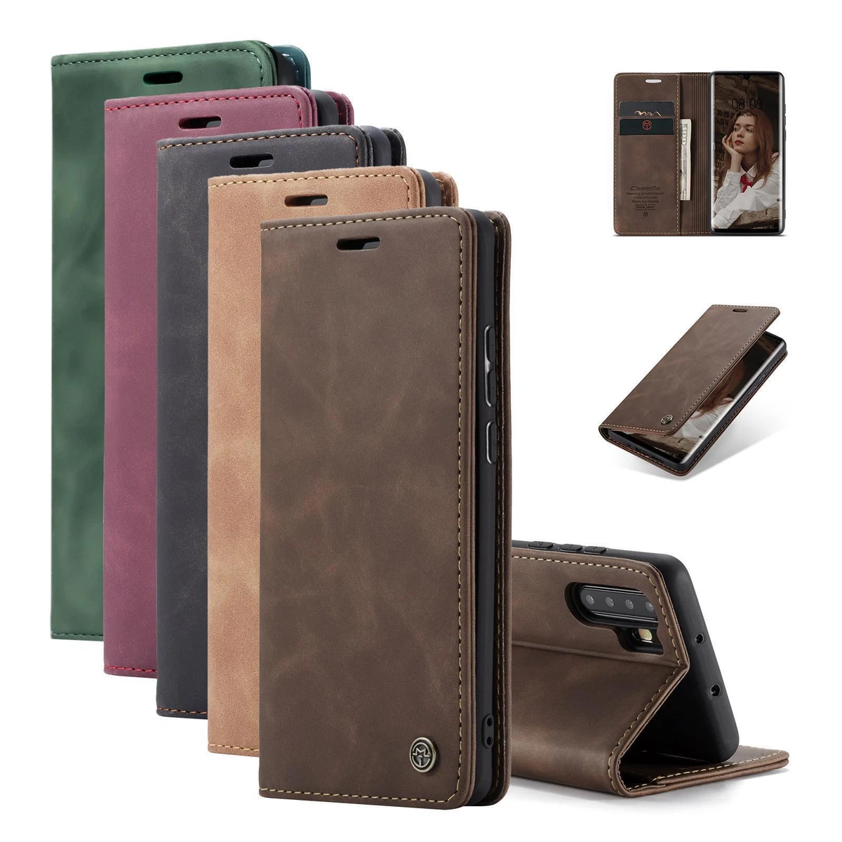 Cadorabo Cover Flip Con Chiusura Magnetica Per Huawei P7 - Custodia Portafoglio In Pelle Sintetica Notte Nera