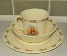Royal Doulton Bunnykins Children’s Set 3 Piece Bowl, Cup, And Plate