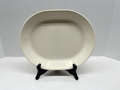 CORELLE BY CORNING 'SANDSTONE' OVAL SERVING PLATTER 12.25x10x1'' ALL TAN NO TRIM