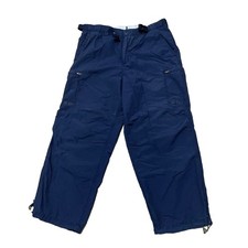 Old Navy Brand vtg Y2k Cargo Pants Men L Baggy Paratrooper Blue Belt Tech 38x29