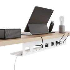 Under Desk Cable Management Tray, 31.5 Inches Metal Cord Organizer Rack, Desk...