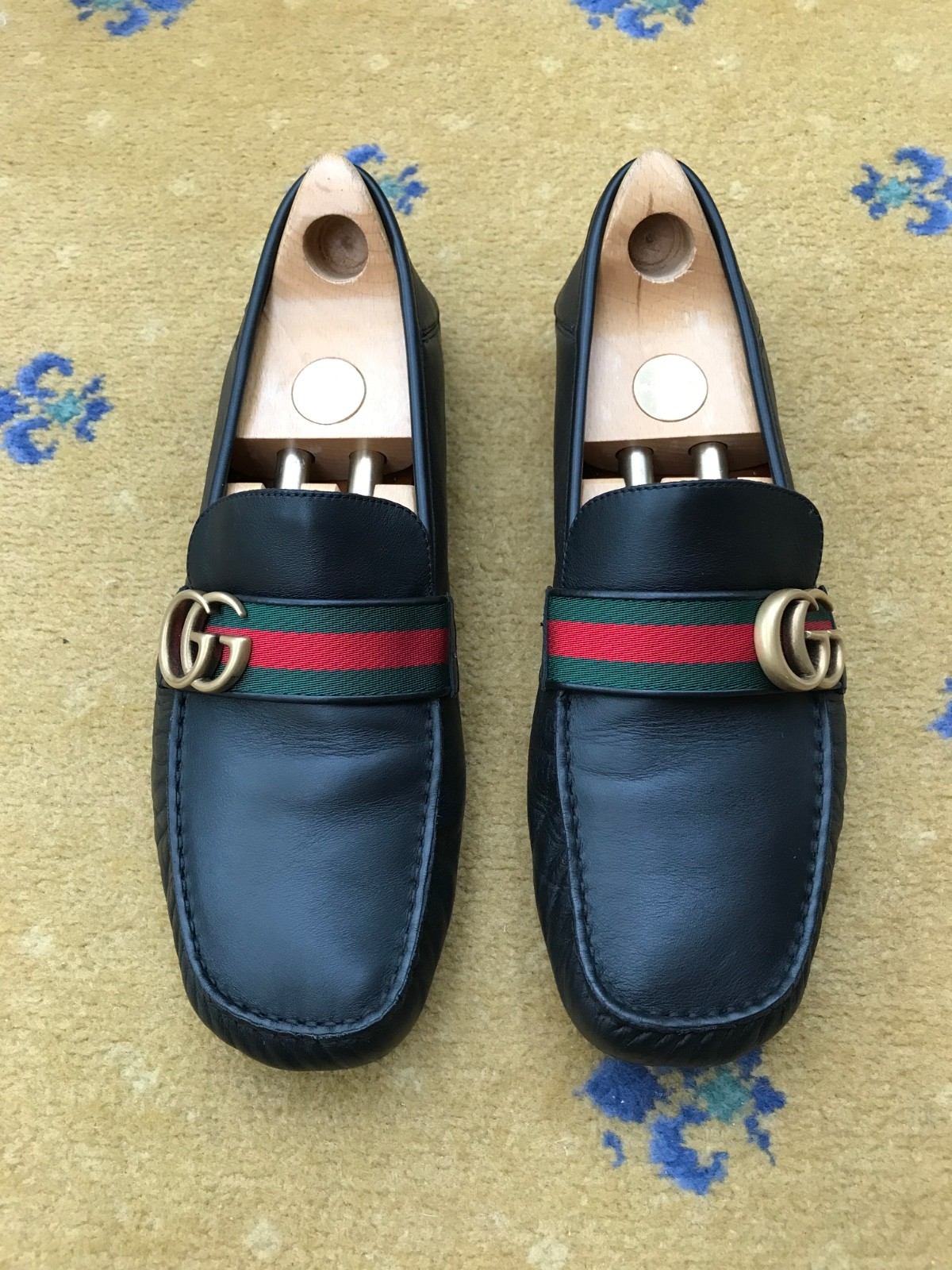 Gucci Loafers Leather Shoes Driver Noel Black Web Green Red Mens UK 10 US 11 44 thumbnail 7