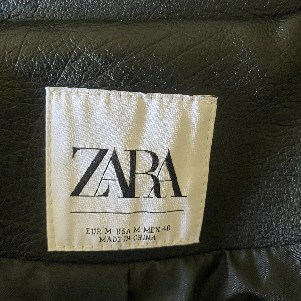 Zara Studded Faux Leather Biker Women's Jacket Size M Leopard Print Studded - Image 4 of 4