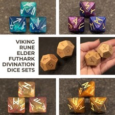 Elder Futhark Viking Rune Dice – 24-Sided Wooden Dodecahedron – Divination Dice